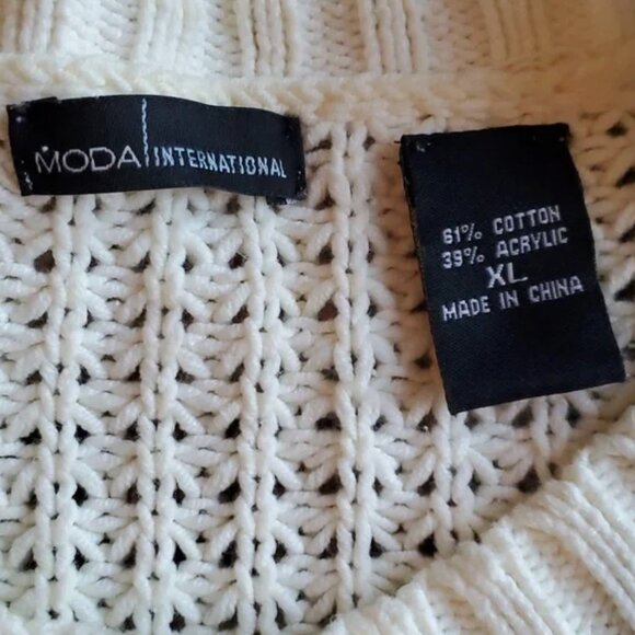 Girls Beige XL button down cardigan sweater 2 pockets Moda International - Picture 2 of 3